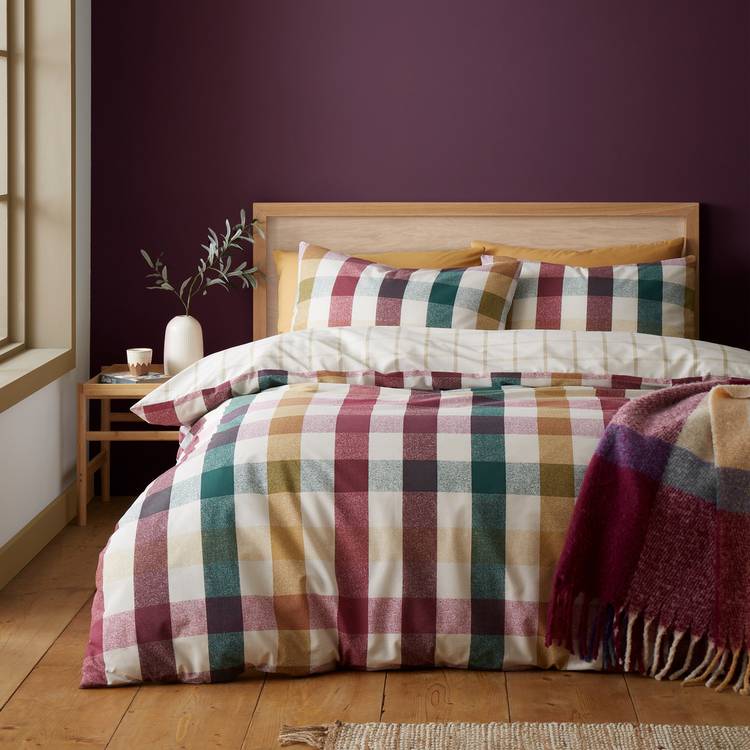 Catherine Lansfield autumn check bedding set double, imported from the UK