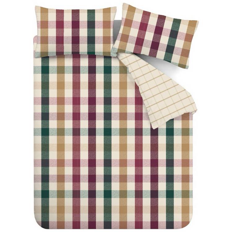 Catherine Lansfield autumn check bedding set double, imported from the UK