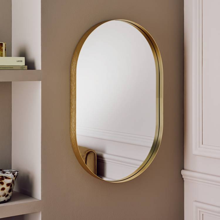 Argos Home gold aluminium pill shaped wall mirror 60x40cm, UK version