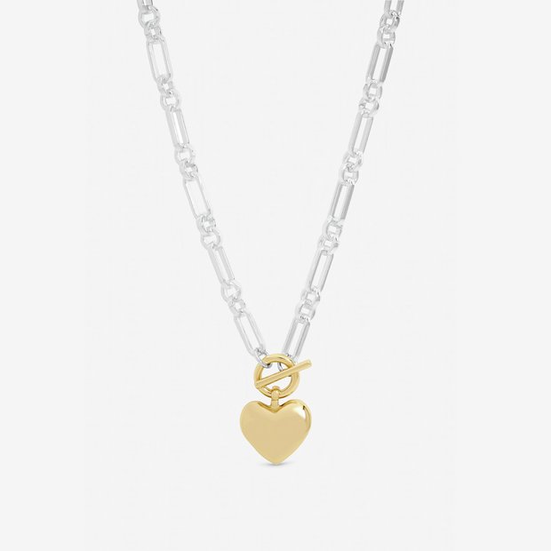 Lipsy heart link necklace two tone 16 inch, imported from the UK