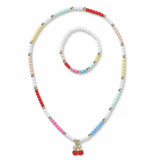 Flitzy Kids colourful bead bracelet and necklace set (British brand)
