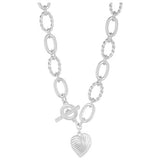 Argos Lipsy Silver Plated Textured Heart Charm T-Bar Necklace, 35cm- Buy online at McGrocer