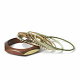 Argos Freedom Gold Tone Metal and Wood Bangle Set- Buy online at McGrocer