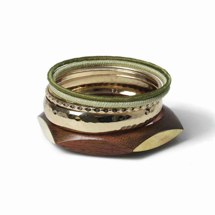 Freedom bangle set gold tone wood 25mm, UK version