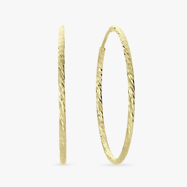 Revere gold plated diamond cut sleeper hoop earrings - British brand