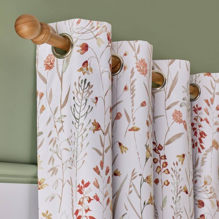 Argos Home Floral blackout eyelet curtains orange 117x137cm, UK version