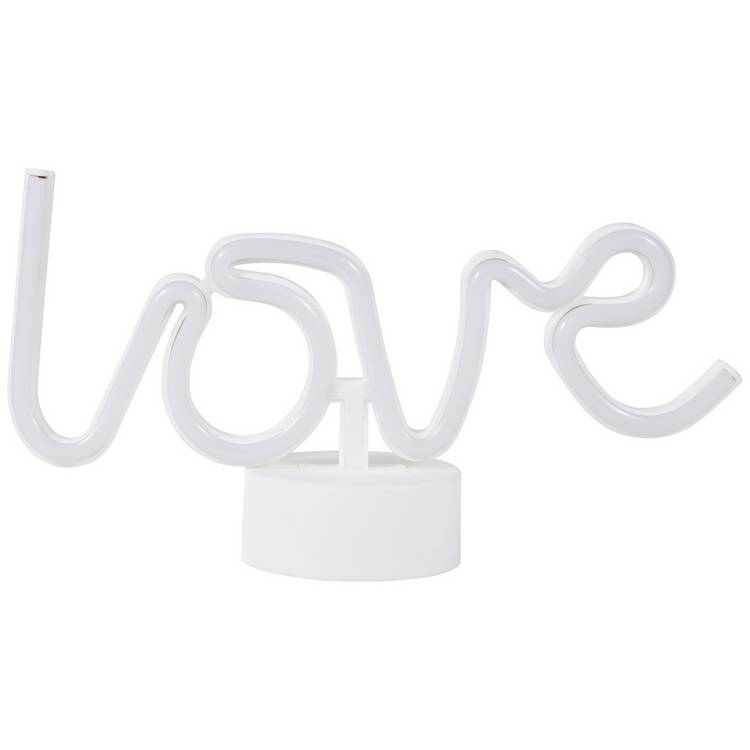 Glow neon effect love kids table lamp white (British brand)
