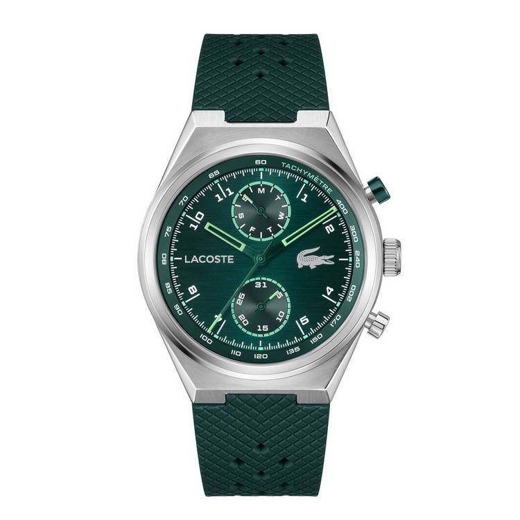 Lacoste watch green dial silicone strap 43mm, imported from the UK