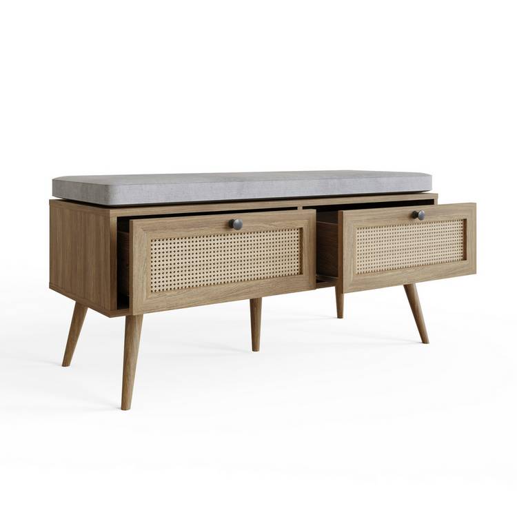 GFW Noor 2 drawer shoe cabinet natural oak finish, UK version