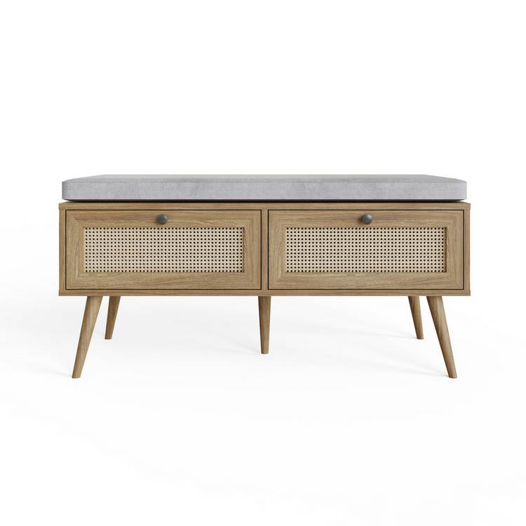 GFW Noor 2 drawer shoe cabinet natural oak finish, UK version