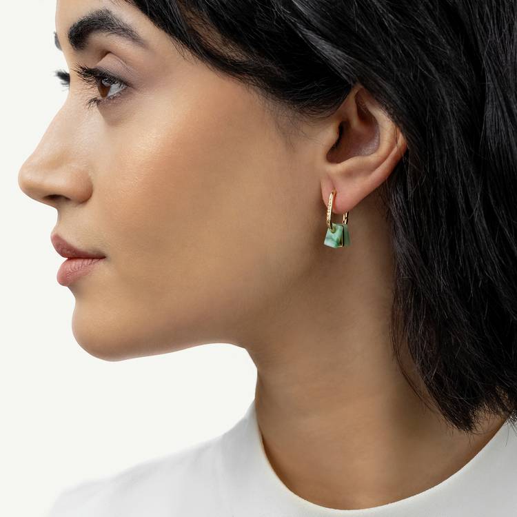Radley green charm huggie hoop earrings, UK version
