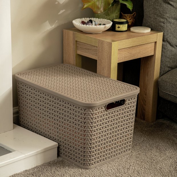 Strata set of 3 mocha storage baskets with lids, UK version