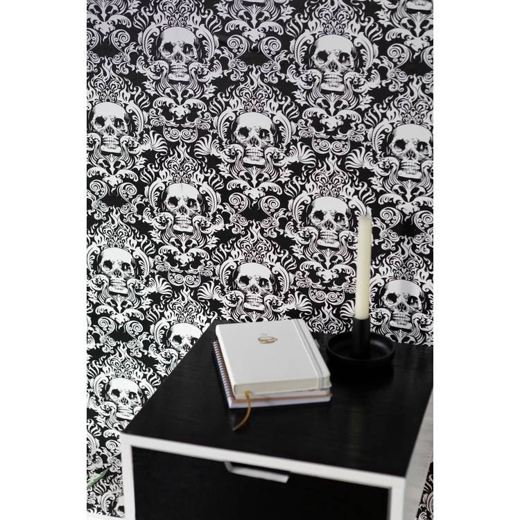 NU Fieri Black self-adhesive wallpaper roll, UK version