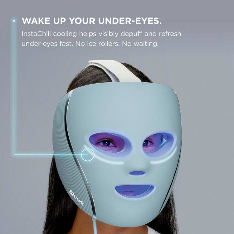 Shark CryoGlow under-eye cooling LED face mask in Rose Glow, imported from the UK