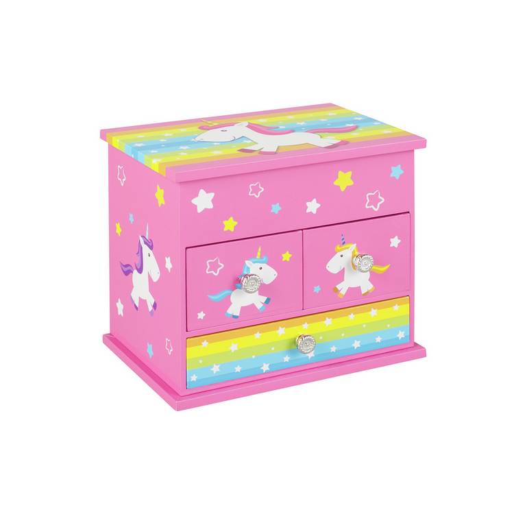 Mele Unicorn jewellery box with 3 drawers (British brand)
