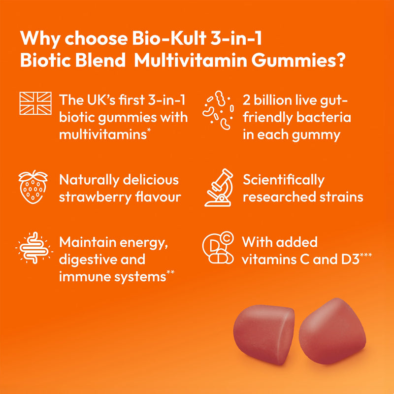 Bio-Kult Kids Vitamin Gummies Strawberry 30 Pack - British product