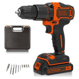 Black+Decker 18V cordless hammer drill with battery, UK version