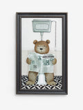 Black Bertie Bear on the Loo framed wall art 40x23x2cm - British product