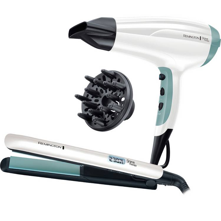 Remington Shine Therapy hair straightener and dryer gift set - British product