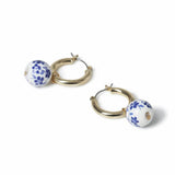 Freedom gold-tone blue bead hoop earrings 20mm drop (British brand)