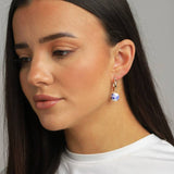 Freedom gold-tone blue bead hoop earrings 20mm drop (British brand)