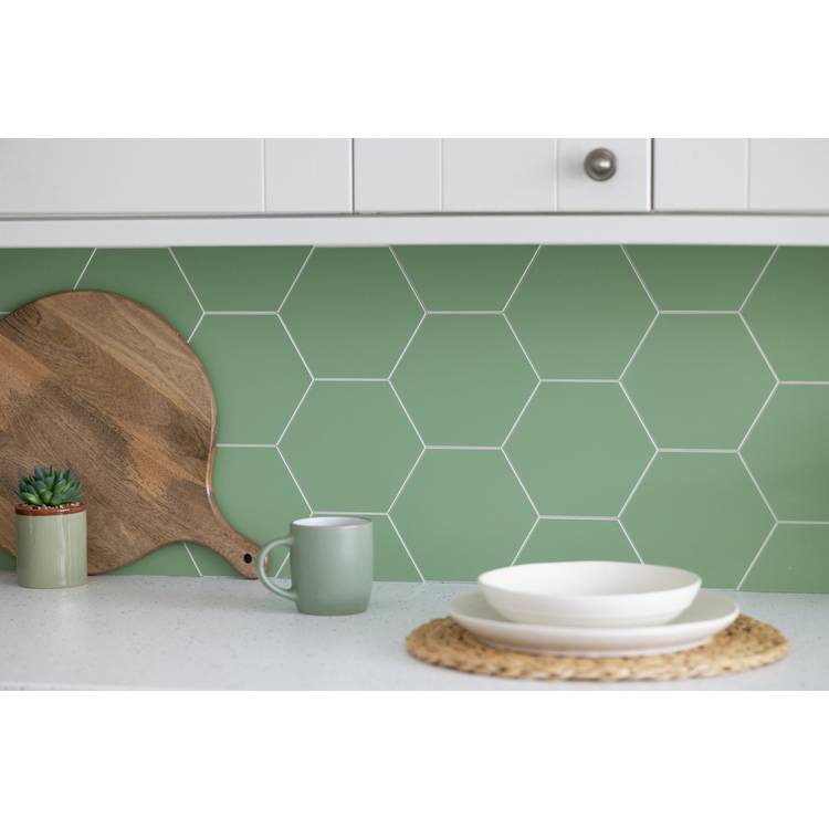 Wallpops hexagon green tiles wall sticker pack 9 (British brand)