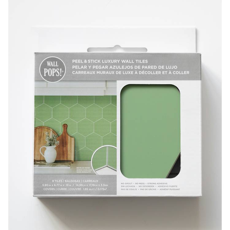 Wallpops hexagon green tiles wall sticker pack 9 (British brand)