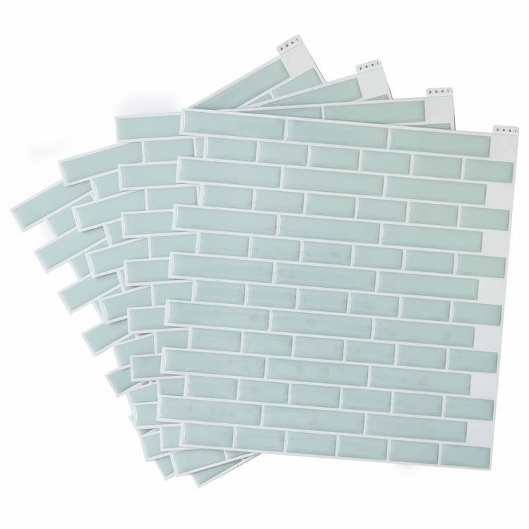In Home 3D blue tiles wall sticker pack of 4 - British product