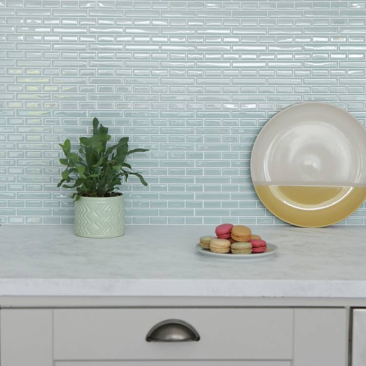 In Home 3D blue tiles wall sticker pack of 4 - British product