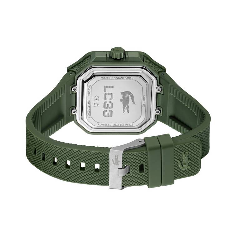 Lacoste Octagonal Watch green dial silicone strap, imported from the UK