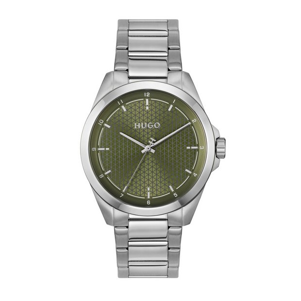 Hugo stainless steel green dial bracelet watch (British brand)