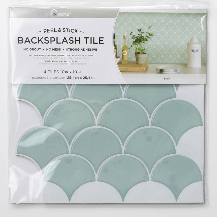 In Home self-adhesive blue wall tiles pack of 4, UK version