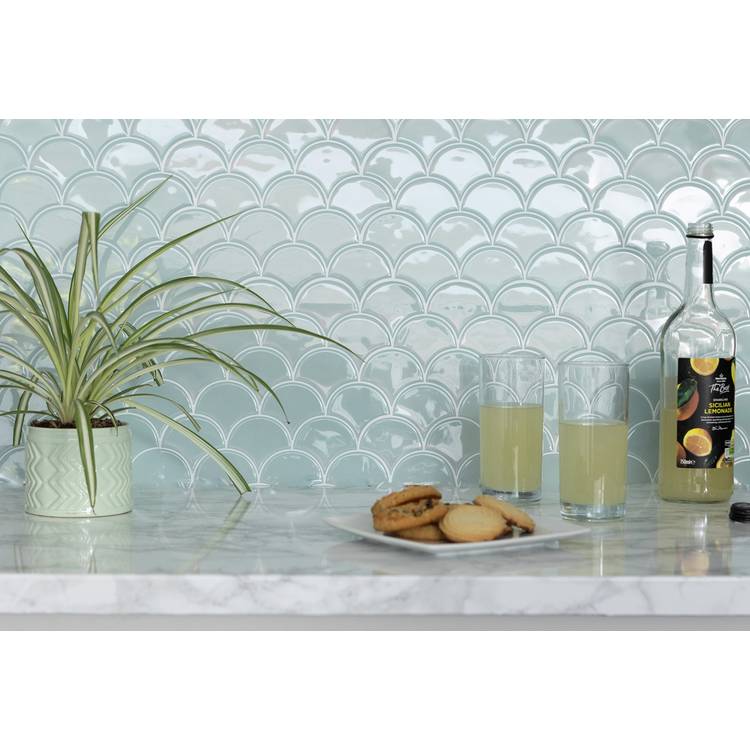 In Home self-adhesive blue wall tiles pack of 4, UK version