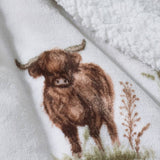 Catherine Lansfield highland cow throw white 270x130cm (British brand)