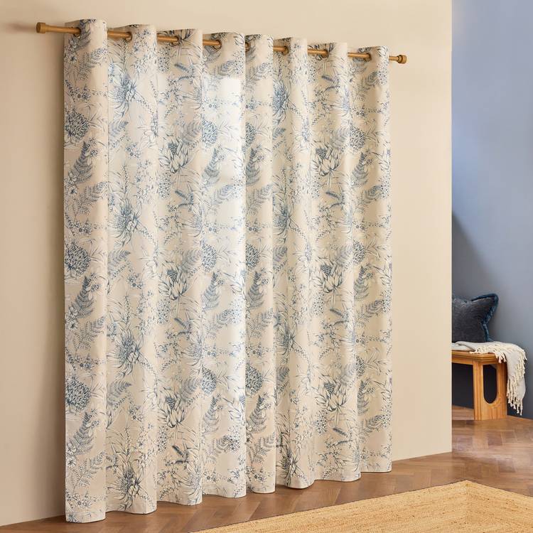 Habitat blue botanical eyelet curtains 117x137cm (British brand)