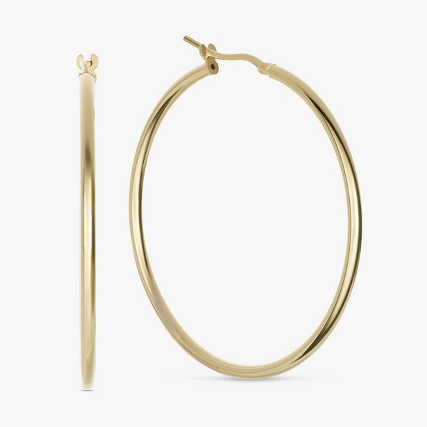 Revere 9ct gold plated hoop earrings 44mm (British brand)