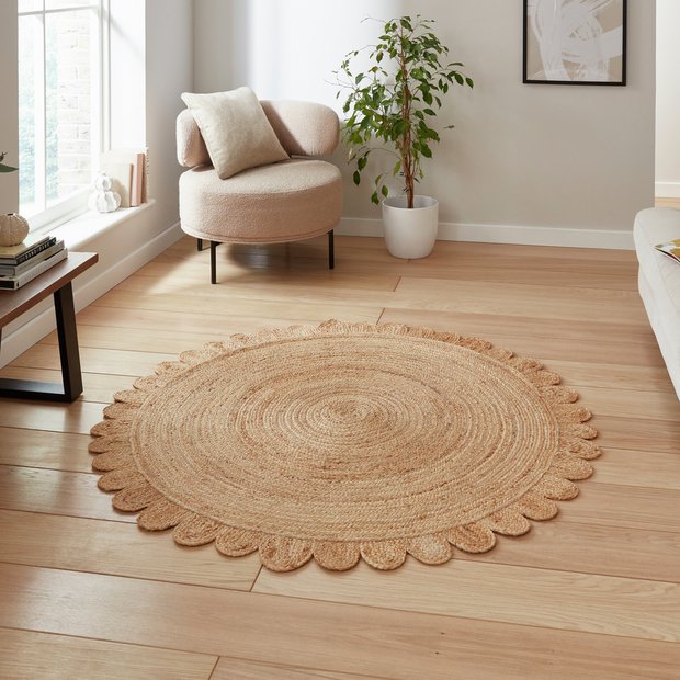 Think Rugs Savannah round jute flatweave rug 120cm, imported from the UK