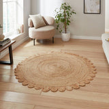 Argos Think Rugs Savannah Round Natural Jute Flatweave Rug - 120cm- Buy online at McGrocer