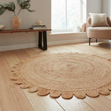 Think Rugs Savannah round jute flatweave rug 120cm, imported from the UK