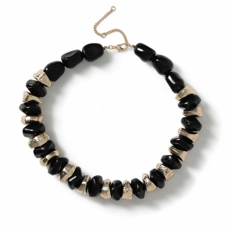 Revere black gold nugget bead necklace 45cm (British brand)