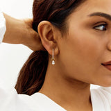 Revere gold plated drop hoop earrings with cubic zirconia - British product