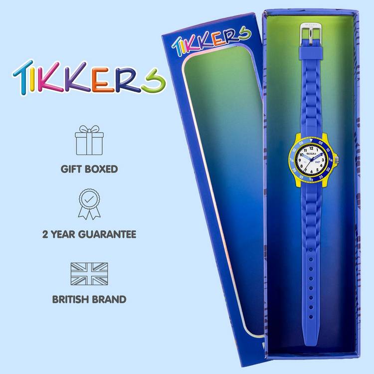 Tikkers Kids Blue Time Teacher Watch silicone strap - British product