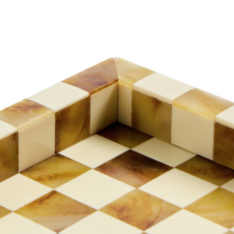 Habitat checkered resin brown white coffee table tray (British brand)