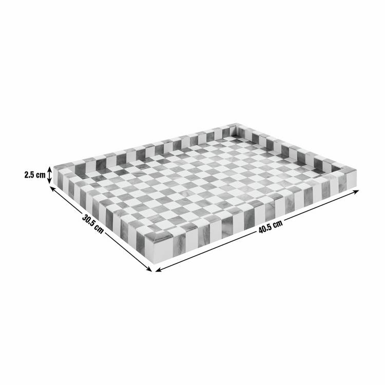 Habitat checkered resin brown white coffee table tray (British brand)