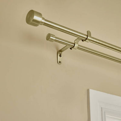 Argos Argos Home Extendable Metal Stud Double Brass Curtain Pole - 120-210cm- Buy online at McGrocer
