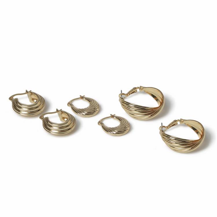 Freedom gold-tone hoop earrings set of 3 pairs, UK version
