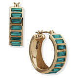 Argos DKNY Gold Tone Teal Baguette Hoop Earrings- Buy online at McGrocer