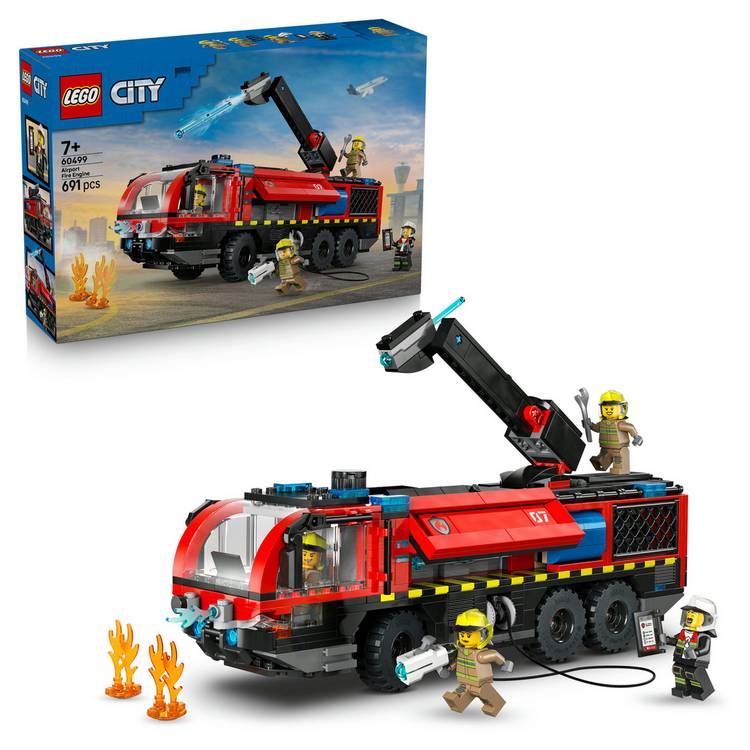 LEGO City Airport Fire Engine toy building set with minifigures - British product