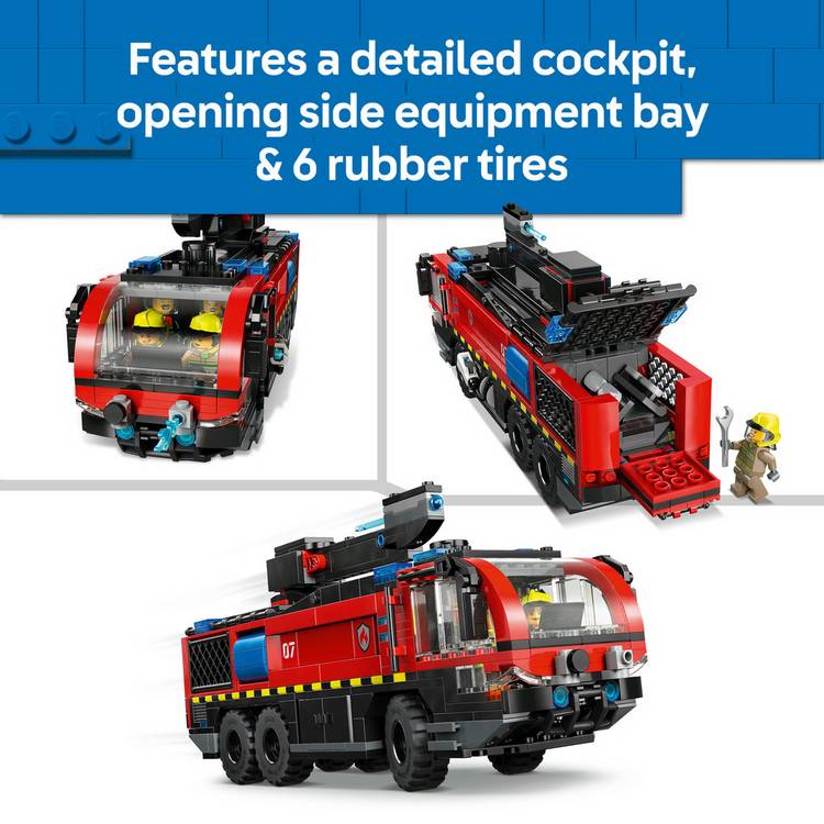 LEGO City Airport Fire Engine toy building set with minifigures - British product