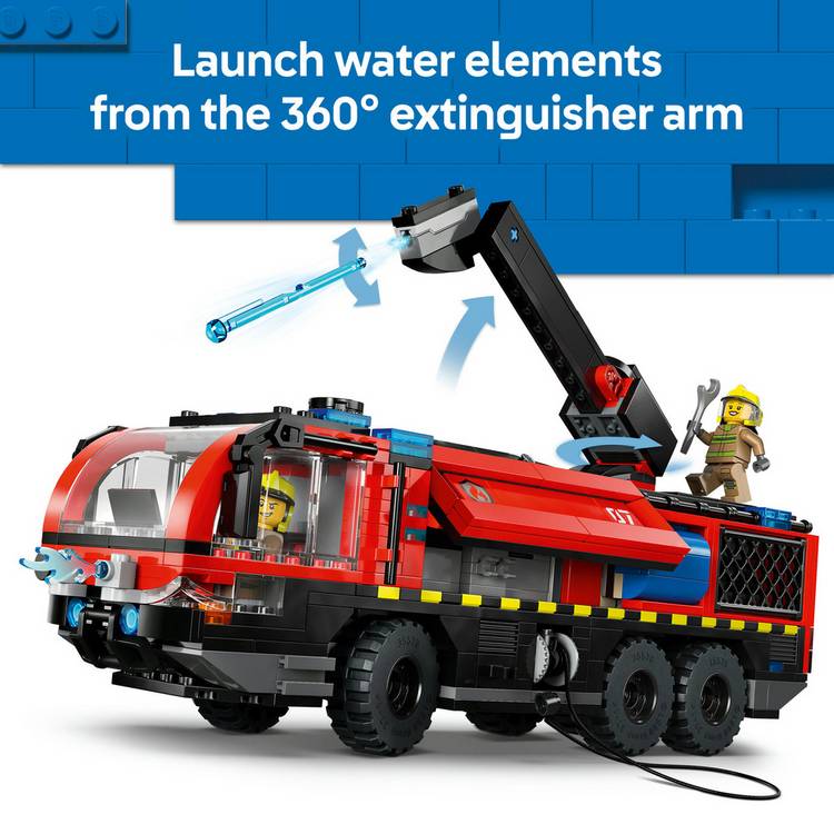 LEGO City Airport Fire Engine toy building set with minifigures - British product